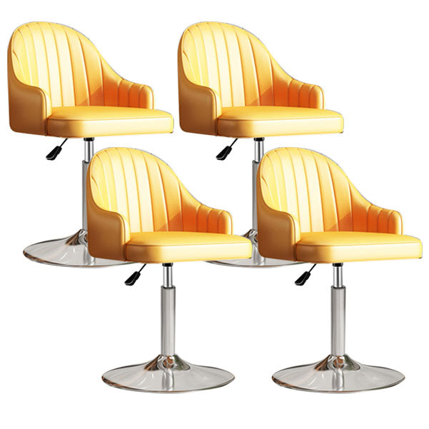 Scandinavian Metal Barstool Low Back Faux Leather Cushion Stool with Footrest