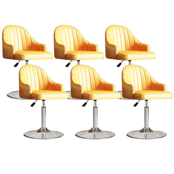 Scandinavian Metal Barstool Low Back Faux Leather Cushion Stool with Footrest