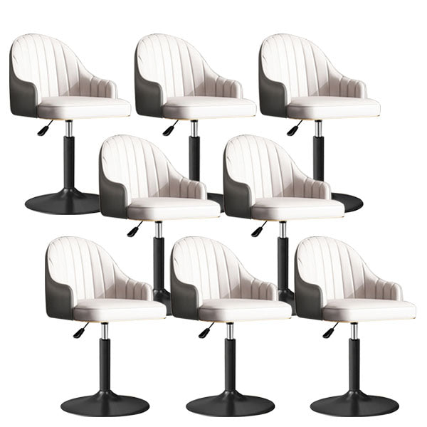 Scandinavian Metal Barstool Low Back Faux Leather Cushion Stool with Footrest