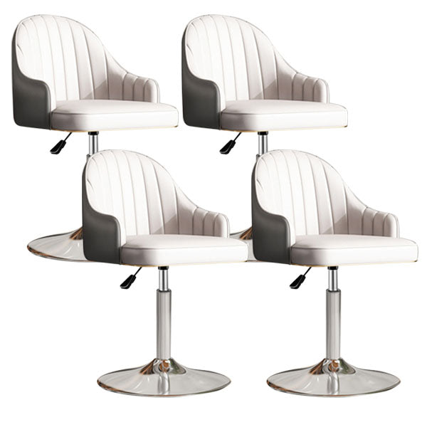 Scandinavian Metal Barstool Low Back Faux Leather Cushion Stool with Footrest