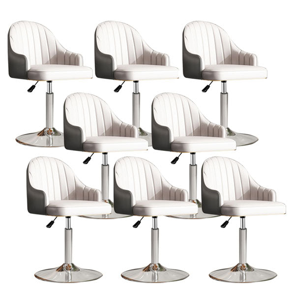 Scandinavian Metal Barstool Low Back Faux Leather Cushion Stool with Footrest