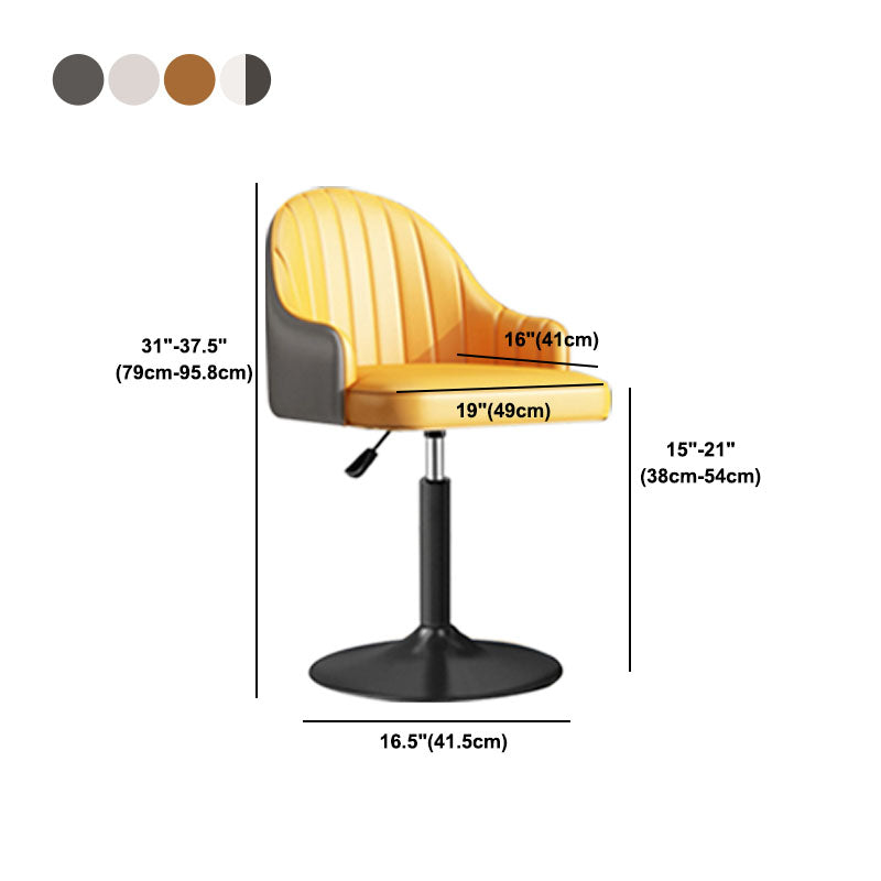 Scandinavian Metal Barstool Low Back Faux Leather Cushion Stool with Footrest