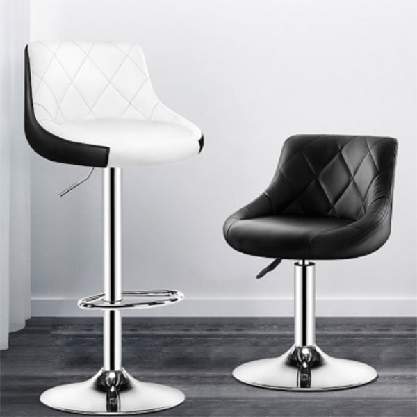 Scandinavian Metal Barstool Low Back Faux Leather Cushion Stool with Iron Base for Bar