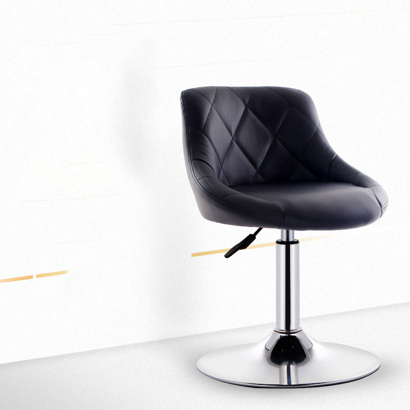 Scandinavian Metal Barstool Low Back Faux Leather Cushion Stool with Iron Base for Bar