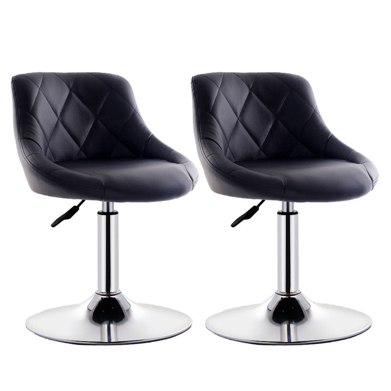 Scandinavian Metal Barstool Low Back Faux Leather Cushion Stool with Iron Base for Bar