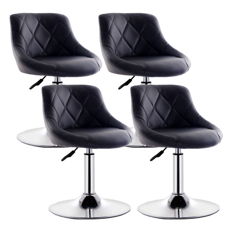 Scandinavian Metal Barstool Low Back Faux Leather Cushion Stool with Iron Base for Bar