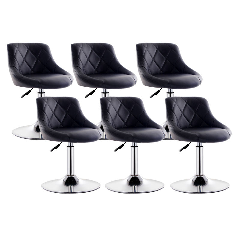 Scandinavian Metal Barstool Low Back Faux Leather Cushion Stool with Iron Base for Bar