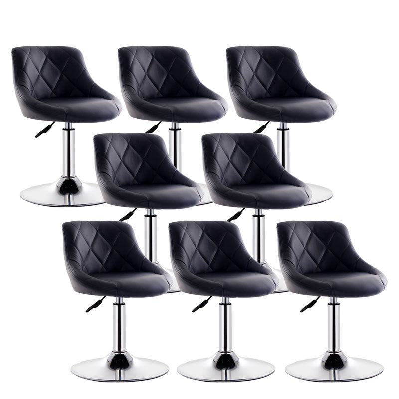 Scandinavian Metal Barstool Low Back Faux Leather Cushion Stool with Iron Base for Bar