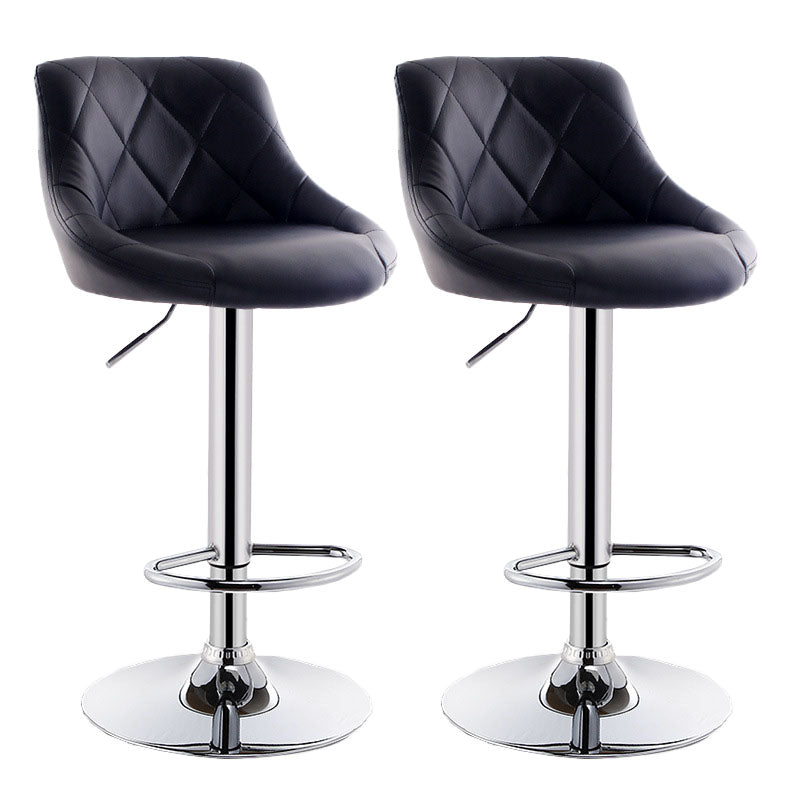 Scandinavian Metal Barstool Low Back Faux Leather Cushion Stool with Iron Base for Bar