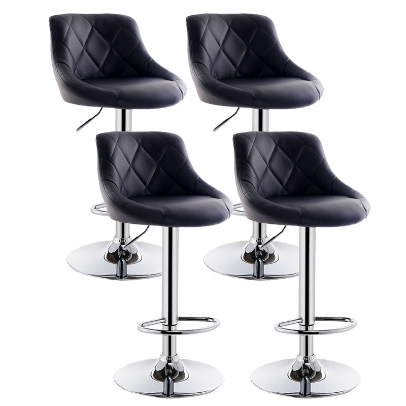 Scandinavian Metal Barstool Low Back Faux Leather Cushion Stool with Iron Base for Bar