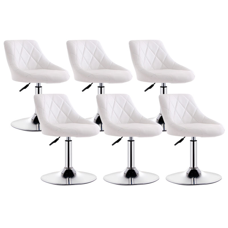 Scandinavian Metal Barstool Low Back Faux Leather Cushion Stool with Iron Base for Bar