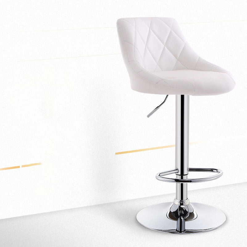 Scandinavian Metal Barstool Low Back Faux Leather Cushion Stool with Iron Base for Bar