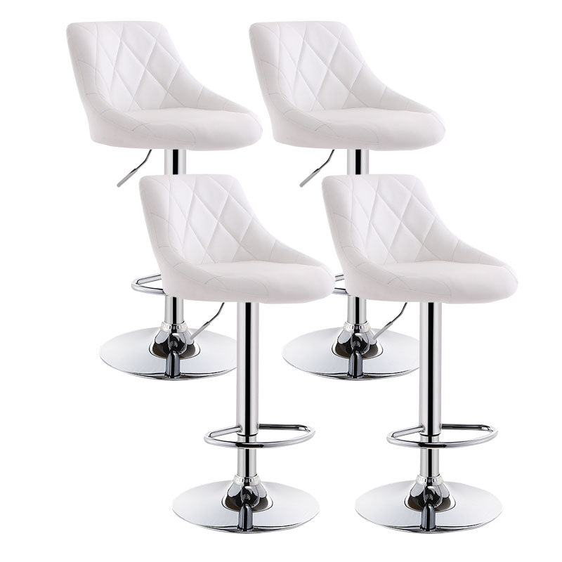 Scandinavian Metal Barstool Low Back Faux Leather Cushion Stool with Iron Base for Bar