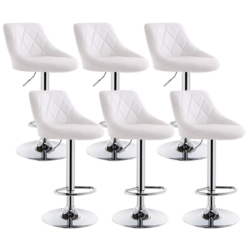 Scandinavian Metal Barstool Low Back Faux Leather Cushion Stool with Iron Base for Bar