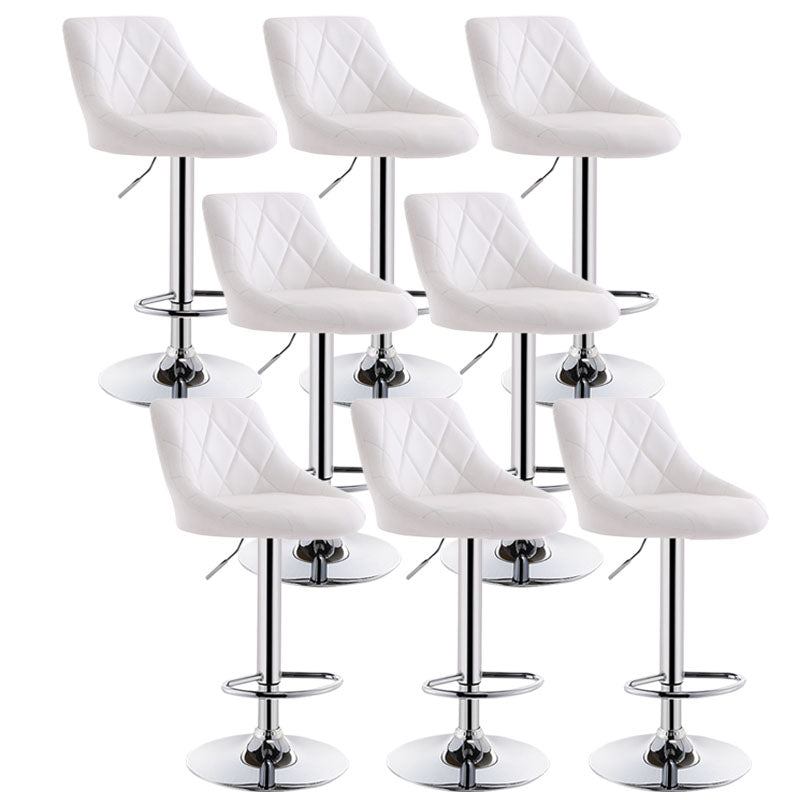 Scandinavian Metal Barstool Low Back Faux Leather Cushion Stool with Iron Base for Bar