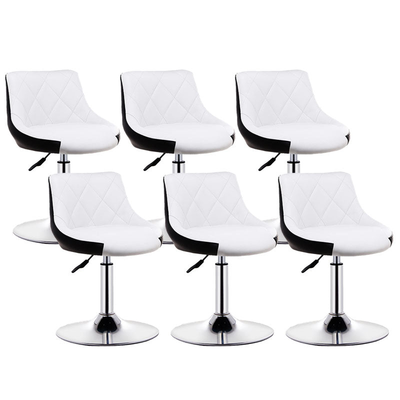 Scandinavian Metal Barstool Low Back Faux Leather Cushion Stool with Iron Base for Bar