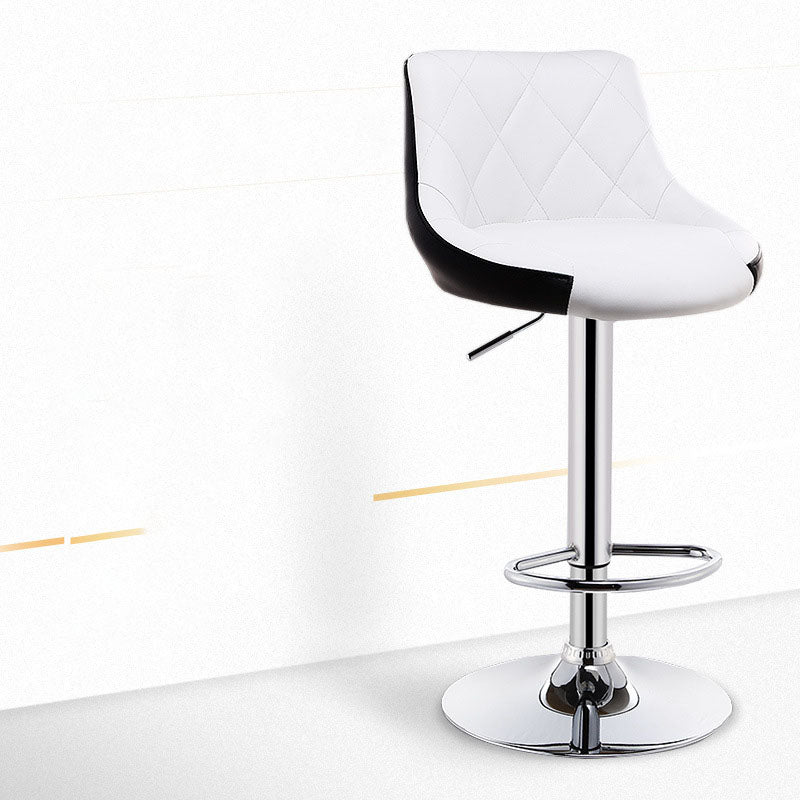 Scandinavian Metal Barstool Low Back Faux Leather Cushion Stool with Iron Base for Bar