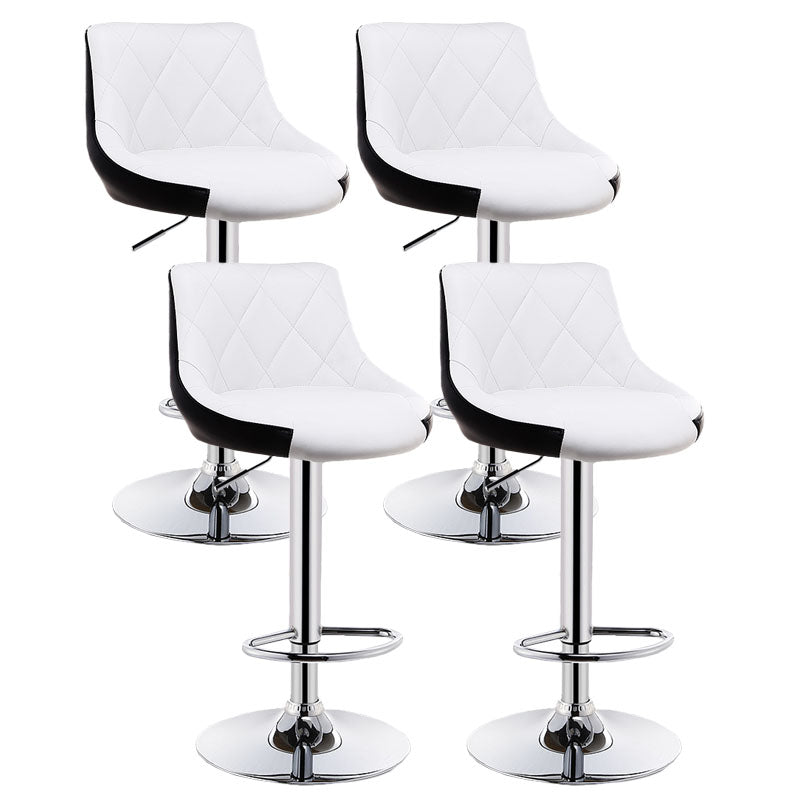 Scandinavian Metal Barstool Low Back Faux Leather Cushion Stool with Iron Base for Bar