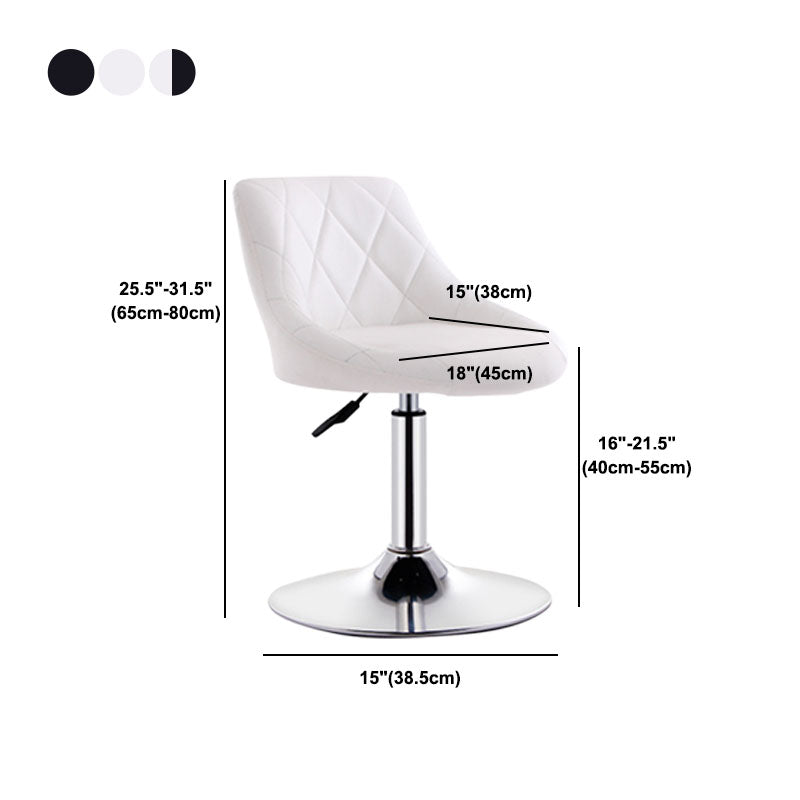 Scandinavian Metal Barstool Low Back Faux Leather Cushion Stool with Iron Base for Bar