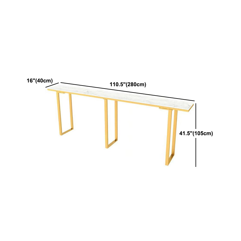 Rectangular Artificial Marble Top Bar Table Luxurious Bar Table with Metal Base in Gold