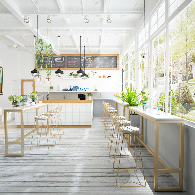 Glam Style Bar Table White Colour Rectangle Bar Dining Table for Living Room