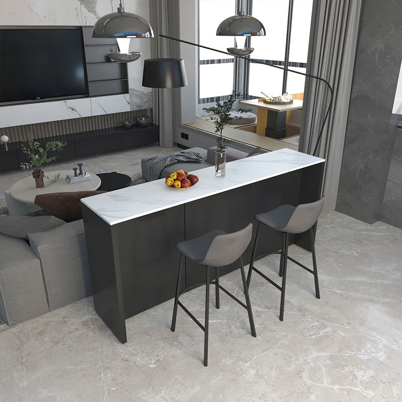 Industrial Style Bar Table Stone Rectangle Bistro Bar Desk for Living Room