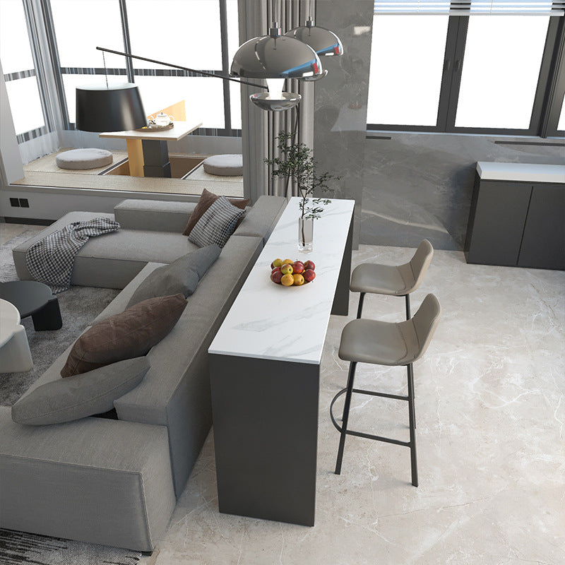 Industrial Style Bar Table Stone Rectangle Bistro Bar Desk for Living Room