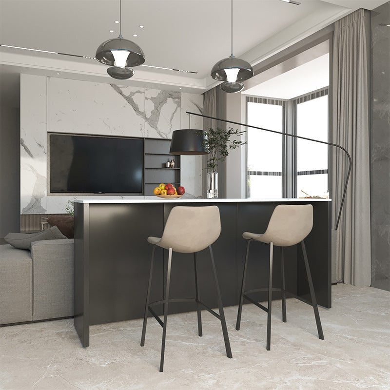 Industrial Style Bar Table Stone Rectangle Bistro Bar Desk for Living Room