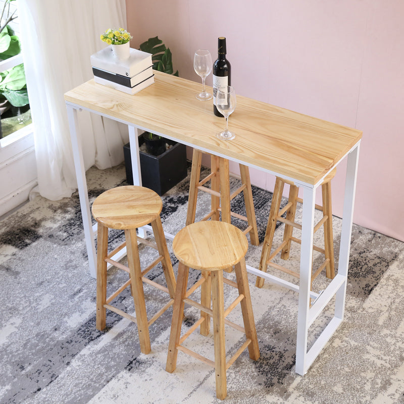 Industrial Style Bar Table Rectangle Solid Wood Bistro Bar Desk