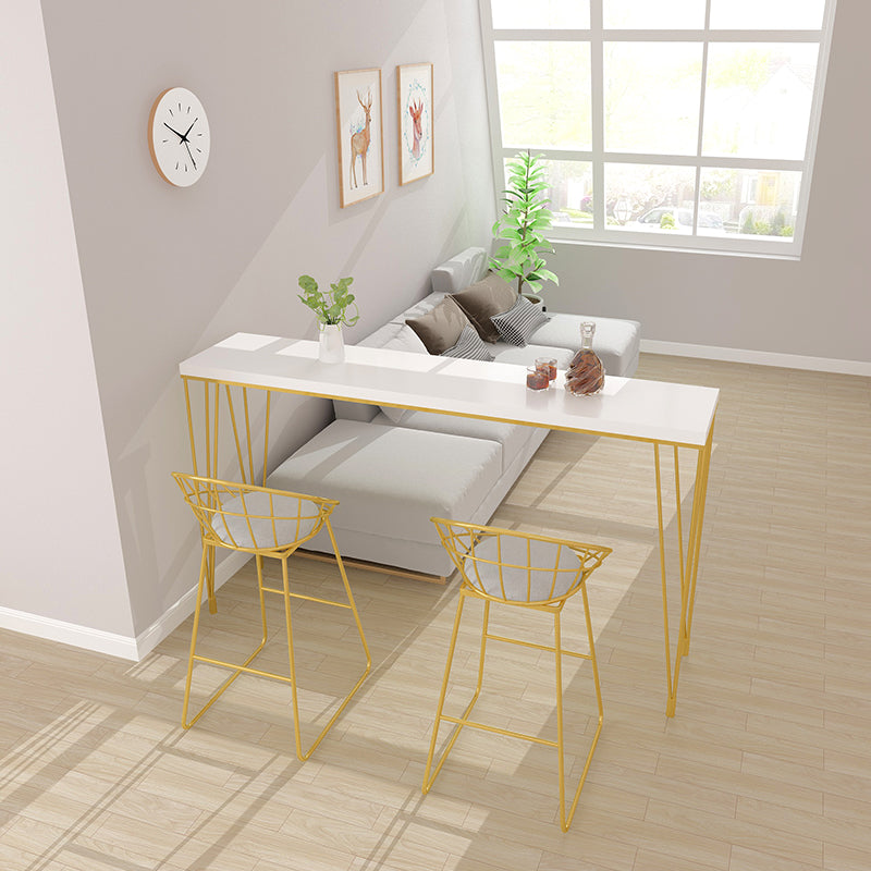 Glam Style Rectangle Bar Table Solid Wood Bar Dining Table with 4 Legs