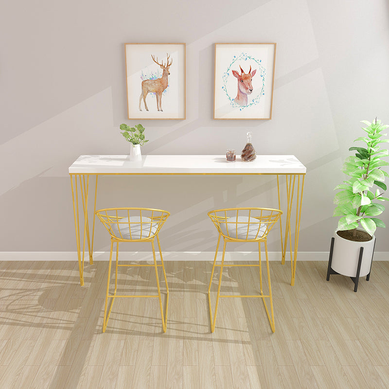 Glam Style Rectangle Bar Table Solid Wood Bar Dining Table with 4 Legs