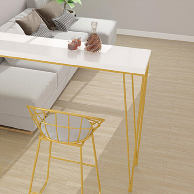 Glam Style Rectangle Bar Table Solid Wood Bar Dining Table with 4 Legs