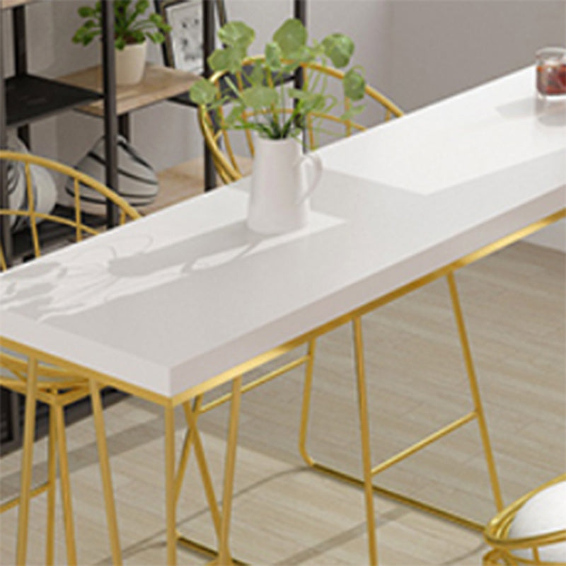 Glam Style Rectangle Bar Table Solid Wood Bar Dining Table with 4 Legs