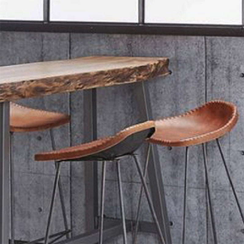 Brown Wooden Bar Height Table Specialty Footrest Bar Wine Table with Trestle