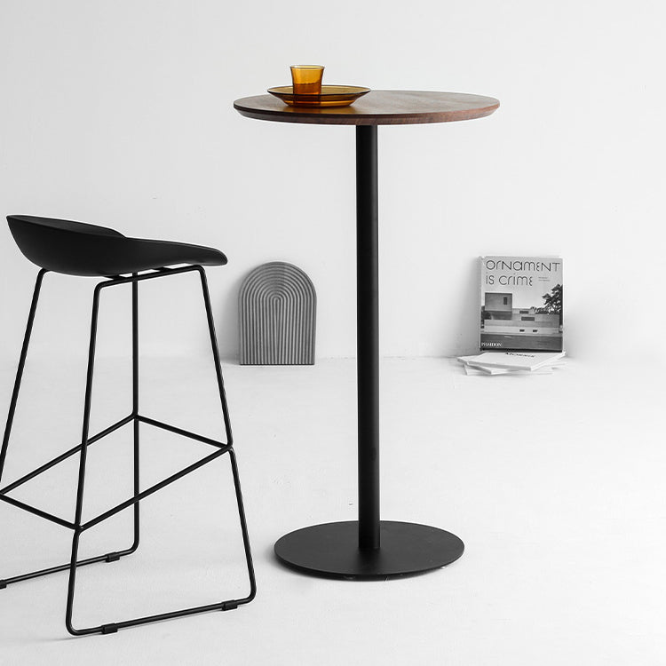 Industrial Bar Height Cocktail Table Pedestal Wood Bistro Bar Desk