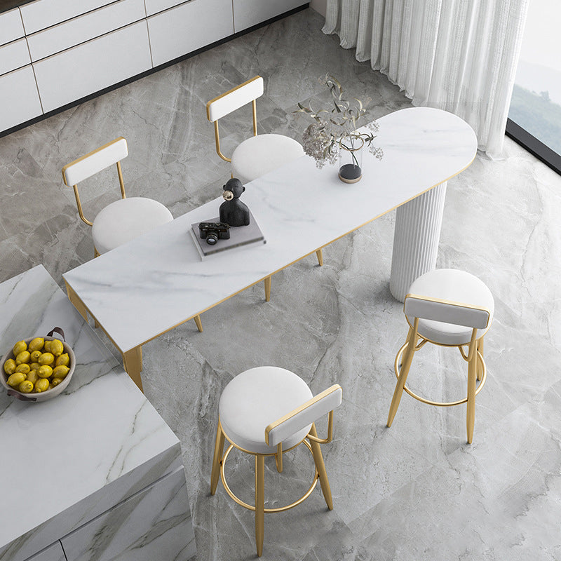 Specialty Pub Table Glam Double Pedestal Bar Height Bar Table for Living Room