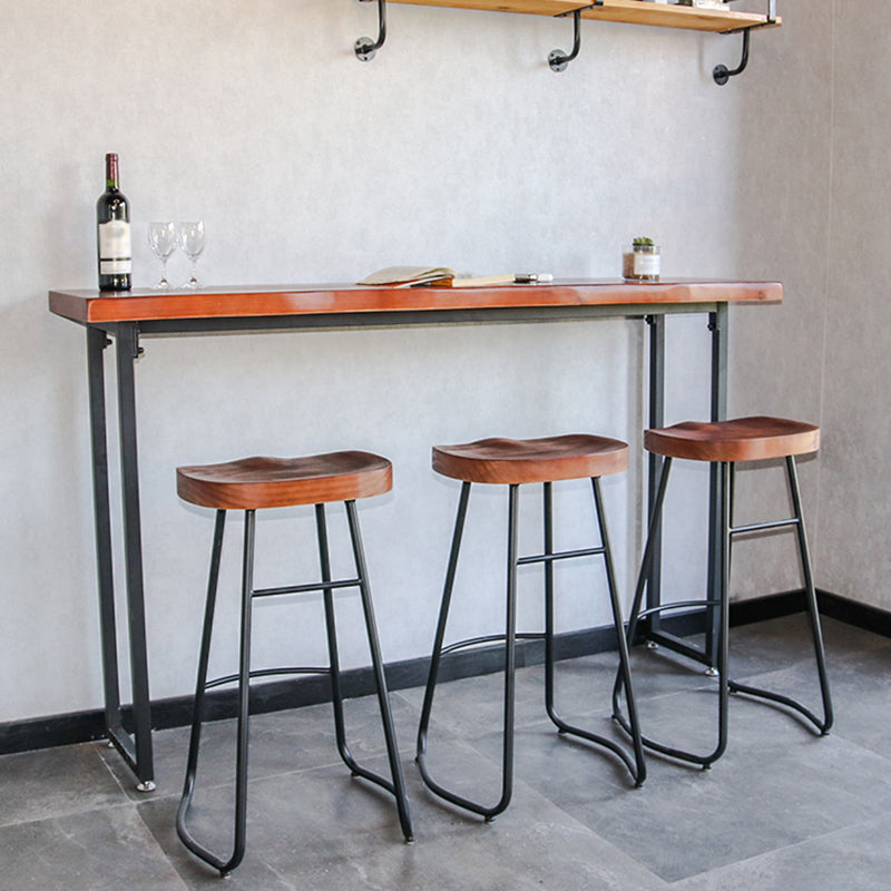 Solid Wood Bar Dining Table Specialty Brown Bar Height Cocktail Table with Sled Base