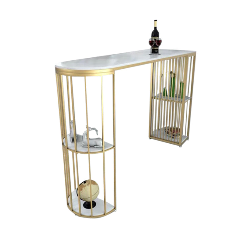 Specialty Pub Table Glam Bar Height Stone Top Bar Table for Living Room