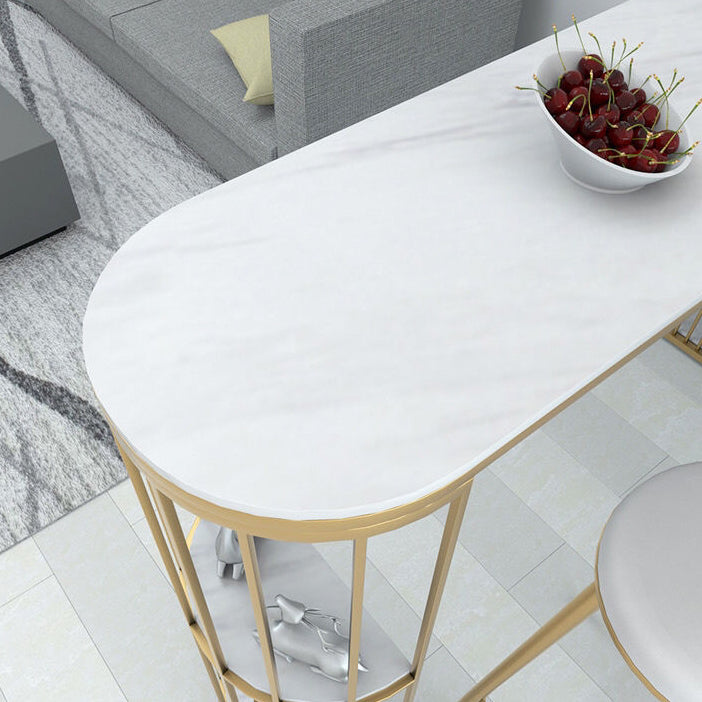 Specialty Pub Table Glam Bar Height Stone Top Bar Table for Living Room