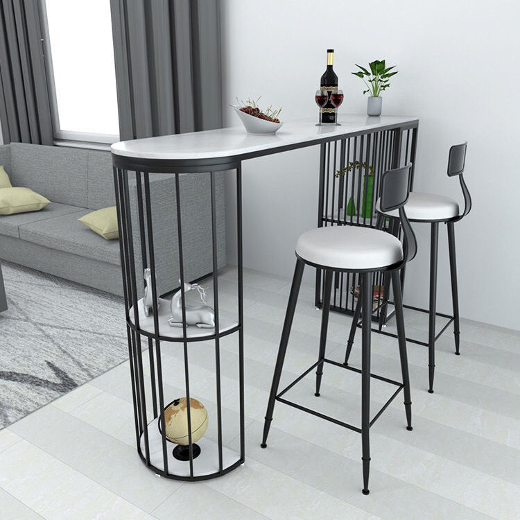 Specialty Pub Table Glam Bar Height Stone Top Bar Table for Living Room