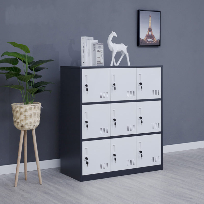 Modern Storage Cabinet with Hinged Doors Metal Non-Hanging Armoire for Bathroom