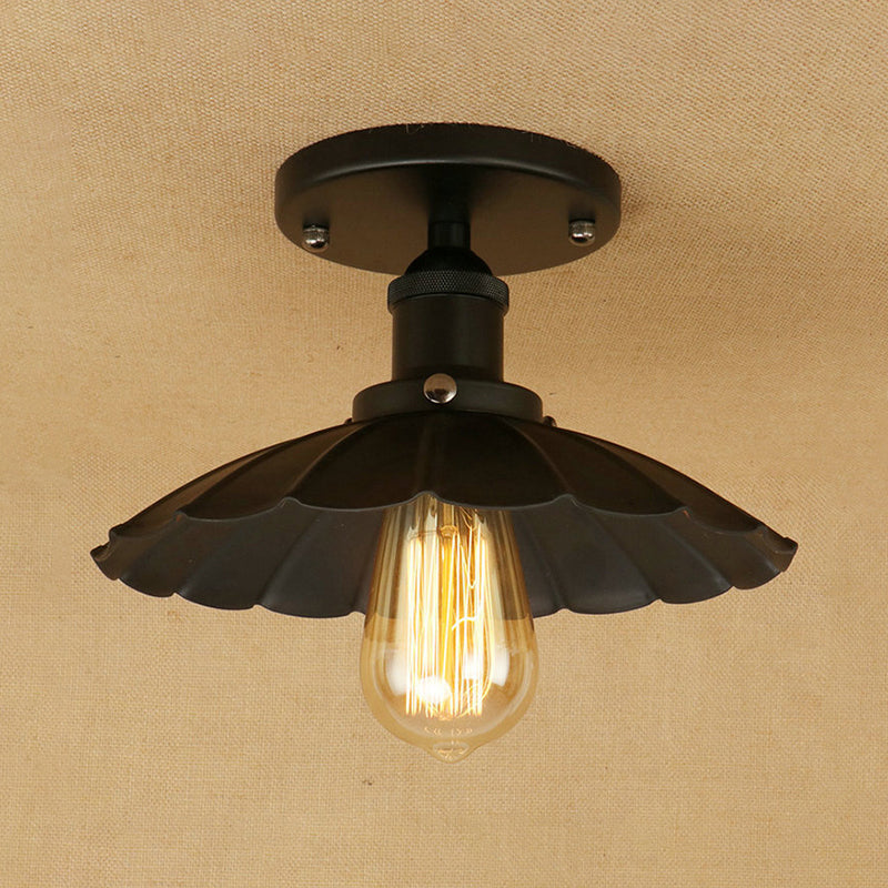 1 kop ijzer semi-inbouwlamp antieke stijl roest/zwart geschulpte schaduw balkon semi-inbouwverlichting