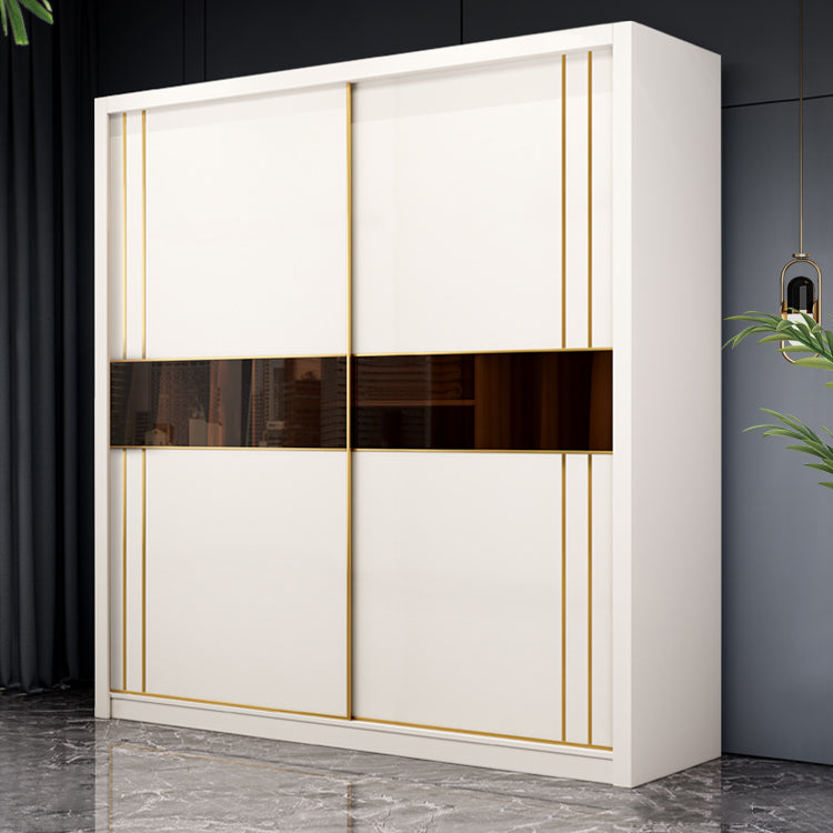 Contemporary Wooden Wardrobe White Wardrobe Closet with Sliding Door