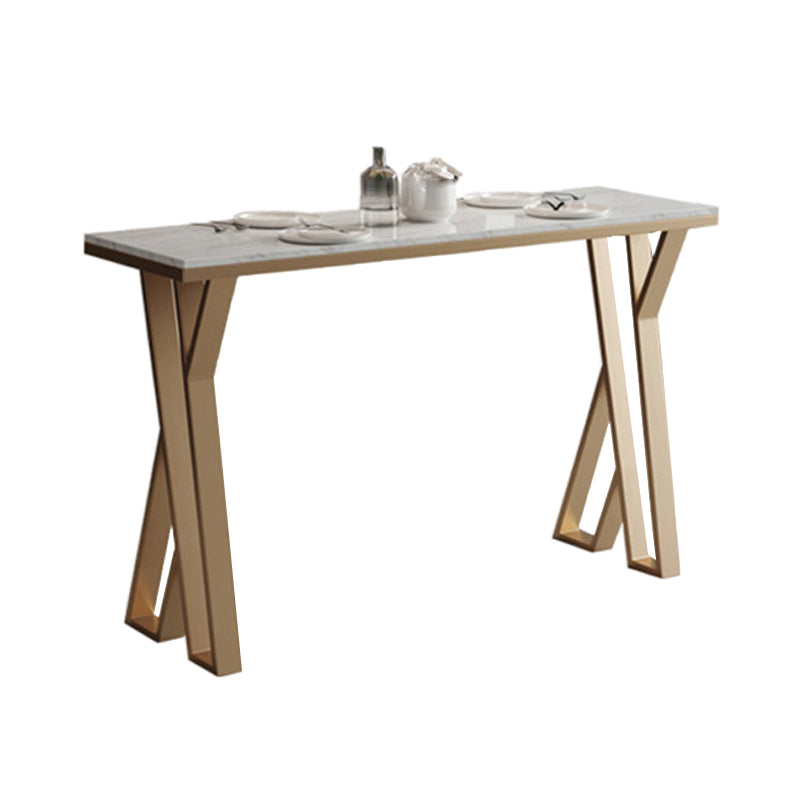 Glam Metal Bar Table Set 1/2/5 Pieces Rectangle Bar Table with High Stools