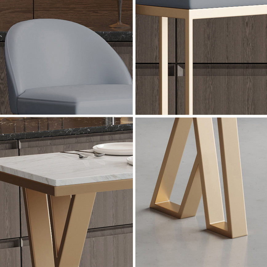 Glam Metal Bar Table Set 1/2/5 Pieces Rectangle Bar Table with High Stools