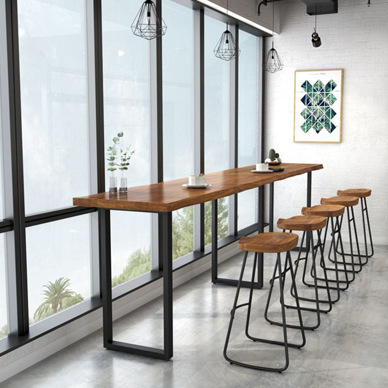 Industrial 1/2/5/6 Pieces Solid Wood Bar Table Set Rectangular Counter Set for Home Use