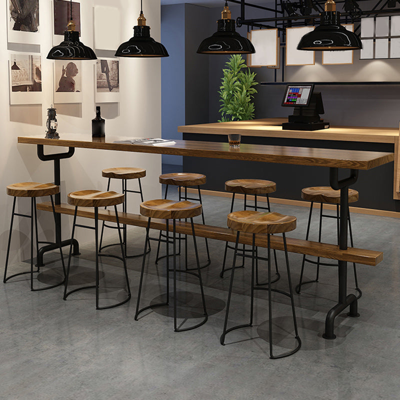 Industrial Wood Bar Set Wood 1/2/4/7/9 Pieces Rectangle Trestle Bistro Set in Natural