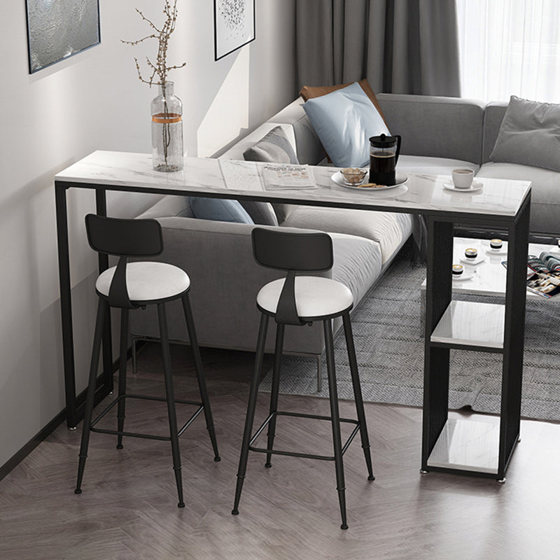 Modern Stone White Counter Set 1/2/3 Pieces Rectangle Storage Table and Stool Set