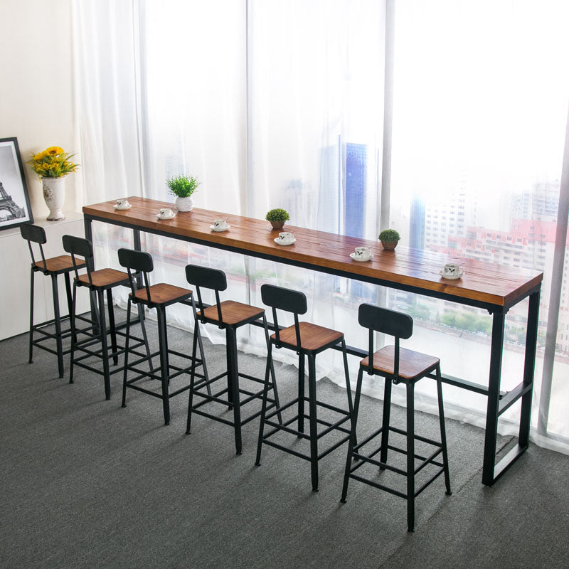 Modern Style Bar Table Set 1/7 Pieces Rectangle Wood Counter Table with Stools