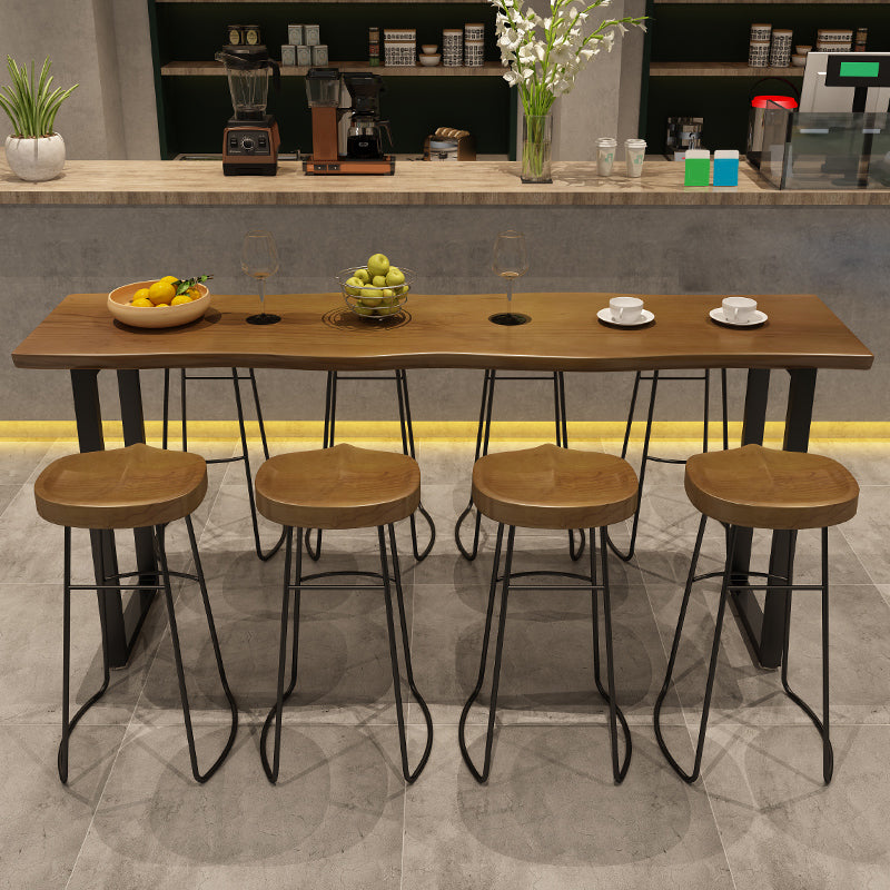 Modern 1/9 Pieces Bar Table Set Rectangle Wood Counter Table with High Stools for Balcony